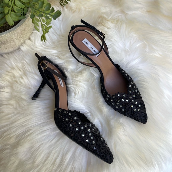 TABITHA SIMMONS Woven Sen Floret Lace Evening heel Black Jewel Pumps 36 - Picture 5 of 15